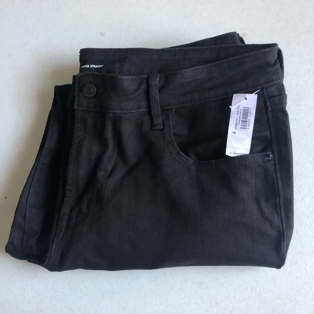 Old Navy Power Straight Black Jeans - Size 16 - Picture 4 of 6